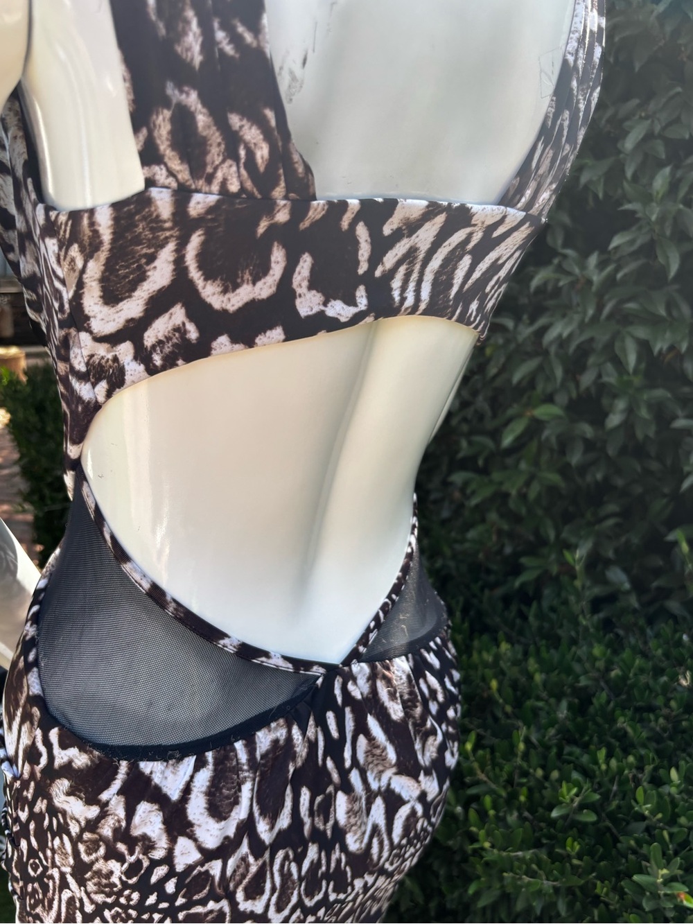 bebe Brown Animal Print Cowl Neck Mini Dress Y2K - Picture 4 of 12